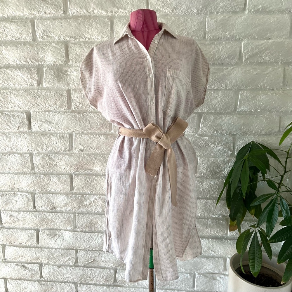 Zara Striped Tunic Cream and Gray